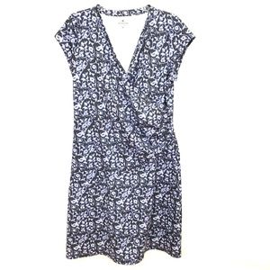 Athleta Purple Floral Nectar Faux Wrap Dress knit